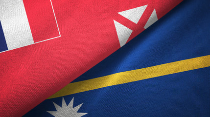 Wallis and Futuna and Nauru two flags textile cloth, fabric texture
