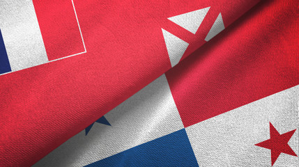 Wallis and Futuna and Panama two flags textile cloth, fabric texture