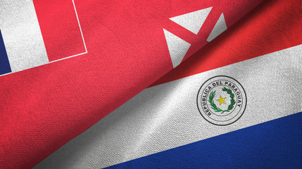 Wallis and Futuna and Paraguay two flags textile cloth, fabric texture