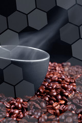 Steaming coffee