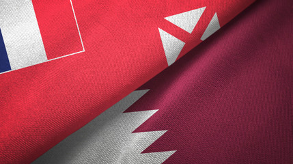 Wallis and Futuna and Qatar two flags textile cloth, fabric texture