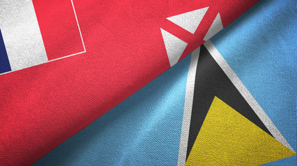 Wallis and Futuna and Saint Lucia two flags textile cloth, fabric texture