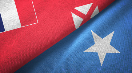 Wallis and Futuna and Somalia two flags textile cloth, fabric texture