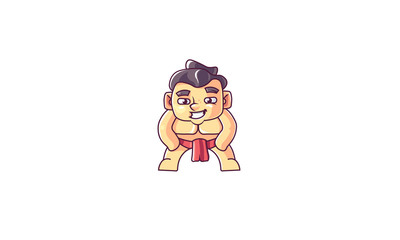 cute, big sumo character, sumo man. legs apart, legs wide apart. - 