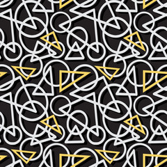 Obraz premium Geometric seamless pattern. Modern minimalist background in triangles and circles shapes.