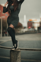 Fototapeta premium Urban Hipster Fashion clothes, stylish girl in the City