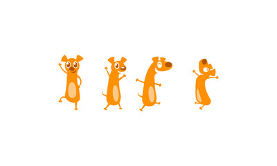 Fototapeta premium set of funny dogs. red dogs - vector