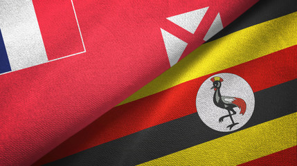 Fototapeta premium Wallis and Futuna and Uganda two flags textile cloth, fabric texture