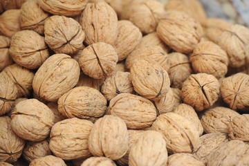 seasonal fruit and vegetables - shopping at the market - nuts and dried fruit