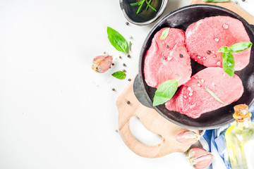 Raw fresh meat steaks with spices