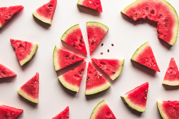 sliced watermelon on white background