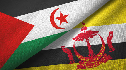 Western Sahara and Brunei two flags textile cloth