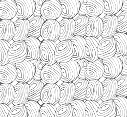 Seamless white texture with circular abstract elements. Vector art.