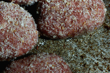 appetizing cutlets close up fried in a frying pan