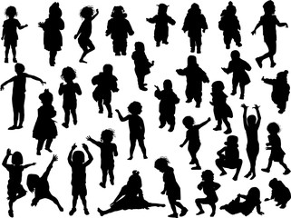 thirty two active child black silhouettes