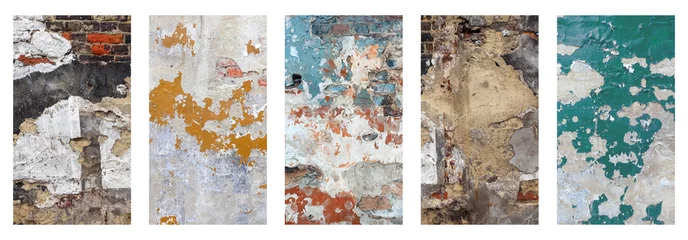 Acrylic prints Wall Old brick wall with peeling plaster, dark background for design, social media