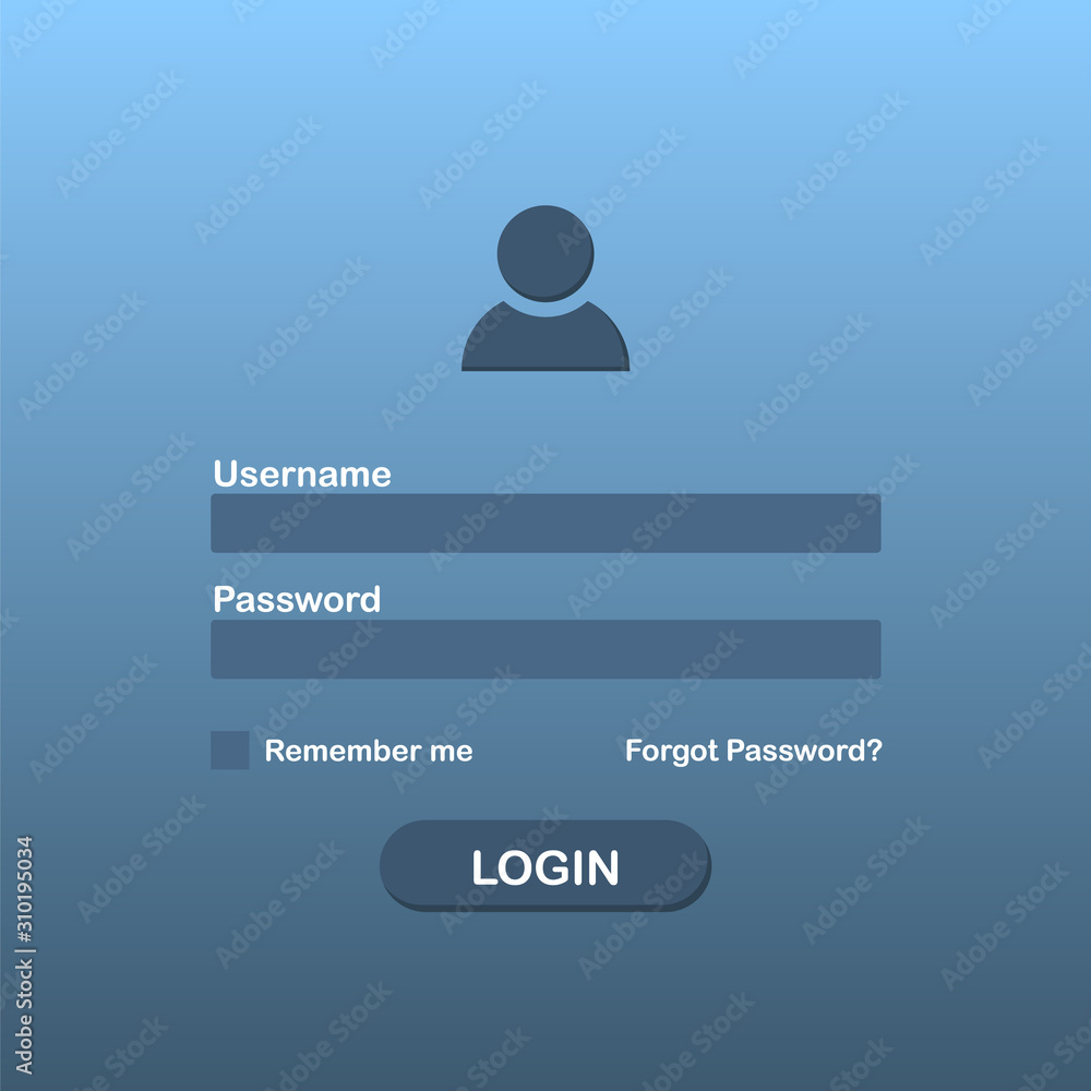Poster username and password for login. interface login. data for authorization.