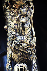 Detail of lion carving at the former residence of Chen Baozhen, Fenghuang, China
