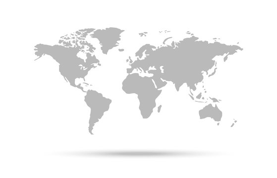World map vector icon, countries and continents.
