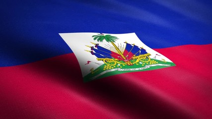 Flag of Haiti. Waving flag with highly detailed fabric texture seamless loopable video. Seamless loop with highly detailed fabric texture. Loop ready in HD resolution 1080p 60fps