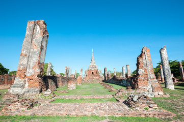 Ruins of the former main prayer hall at Wat Phra Si Sanphet, Ayutthaya, Thailand