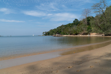 small Waves coming to beach on the coast of sea bay of Andaman sea