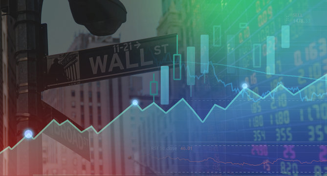 wallstreet of chart and candle stick background