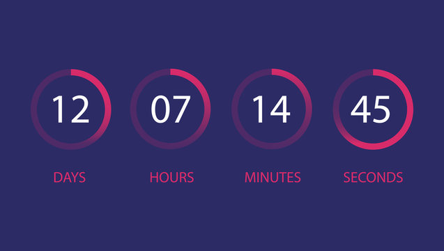 User interface countdown clock. Day, hour, minute, second.