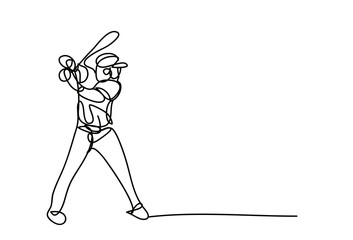 playing baseball, line drawing style,vector design