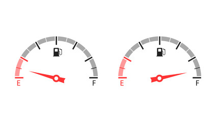 Fuel gauge. Empty and full tank of fuel. Vector illustration