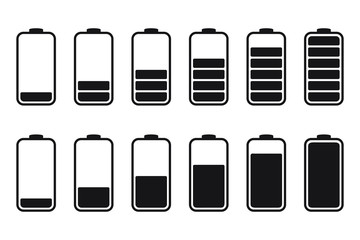 Battery charge icon. Black vector illustration on white background.