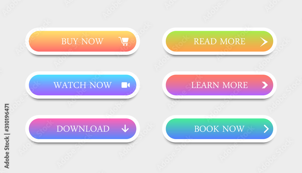 Poster collection buttons for website. vector gradients.