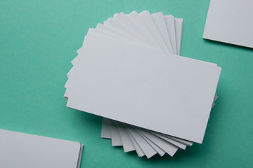 Business cards Mockup on color background. Flat Lay. copy space for text