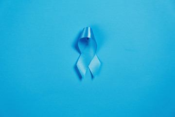 Symbol for support men. Blue ribbon on blue background . Healthcare, International men, Father and...