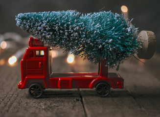 Mini Christmas Tree on red truck