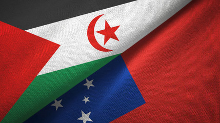 Western Sahara and Samoa two flags textile cloth, fabric texture