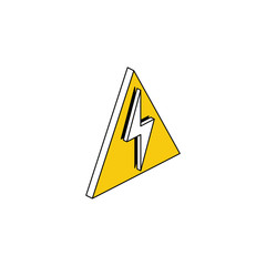 Dangerous high voltage electricity, lightning sign. Vector line, 3d stroke isometric, color web icon, new flat style. Creative illustration design, abstract idea for infographics.