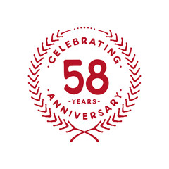 58 years design template. 58th logo. Vector and illustration.