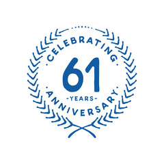 61 years design template. 61st logo. Vector and illustration.
