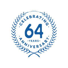 64 years design template. 64th logo. Vector and illustration.