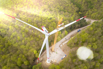 Wind turbine tower under construction