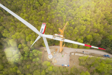 Wind turbine tower under construction
