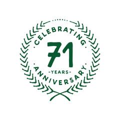 71 years design template. 71st logo. Vector and illustration.