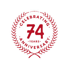 74 years design template. 74th logo. Vector and illustration.