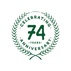 74 years design template. 74th logo. Vector and illustration.