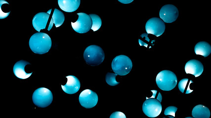 Abstract blue spherical bulbs
