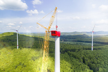 Wind turbine tower under construction