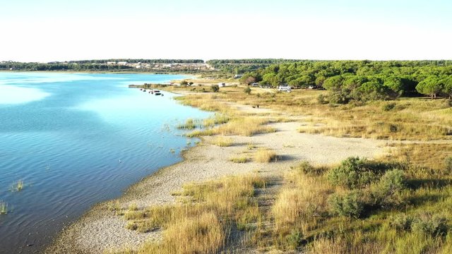 Shore of beautiful ornithological nature park and Vrana lake (Vransko jezero) in Dalmatia, Croatia