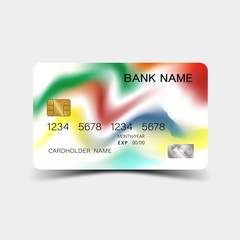 Colour credit card desing. And inspiration from abstract. On white background. Glossy plastic style. 