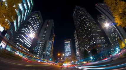 4k 東京夜景 タイムラプス 新宿 高層ビル街 Wall Mural Oka